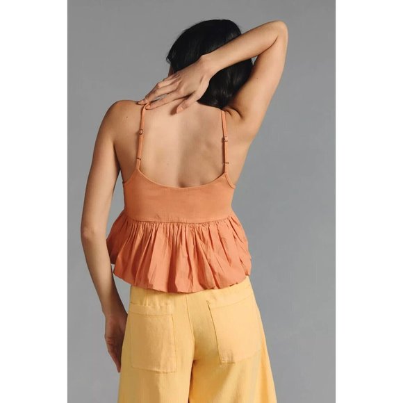 Maeve Anthropologie Ruffled Bubble-Hem Cropped Cami Tank Top Babydoll 2X - Picture 3 of 8